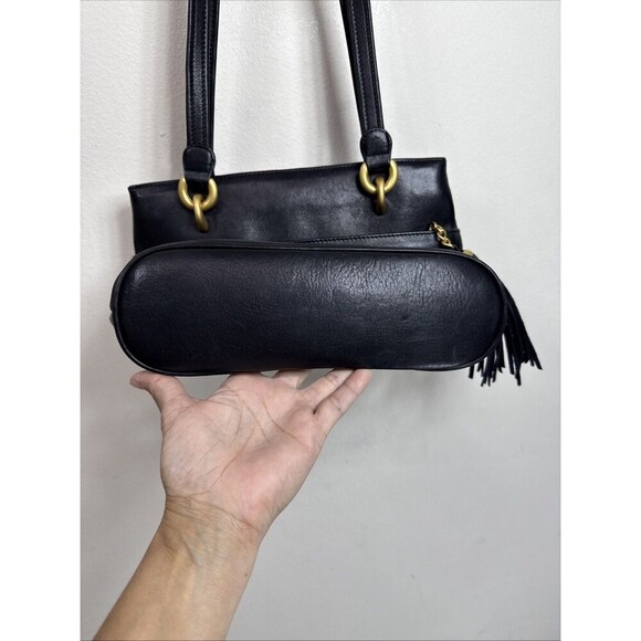 (X3) Tignanello leather  Vintage, Y2K black & gold Shoulder Bag - Picture 6 of 16